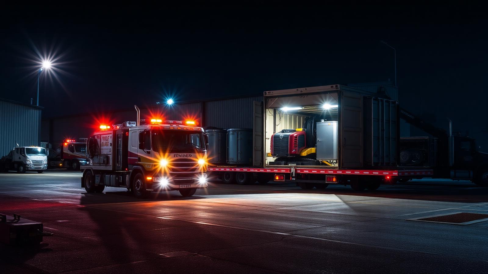 Emergency replacement equipment loaded at night